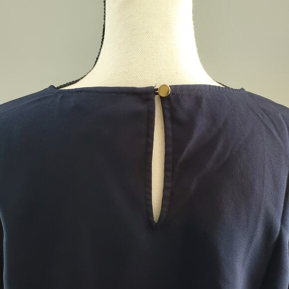 Adrienne Vittadini Navy Blue Long Sleeve Top Blouse M - Picture 3 of 8